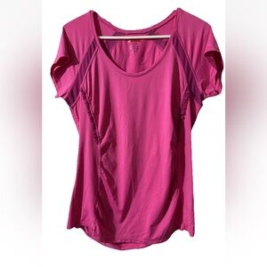 Spanx Women's Size XL Fuchsia Pink Athletic Tee Gym Workout Activewear Sporty